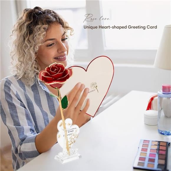 Gift for Women in Her Valentines Day Mothers Day, Resin Preserved Rose Red - Picture 5 of 7